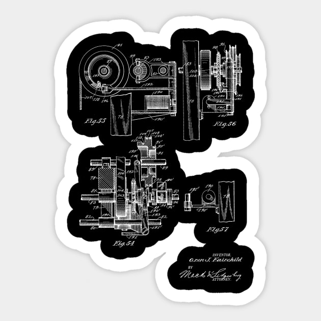 Automatic Bowling Machine Vintage Patent Drawing Sticker by TheYoungDesigns